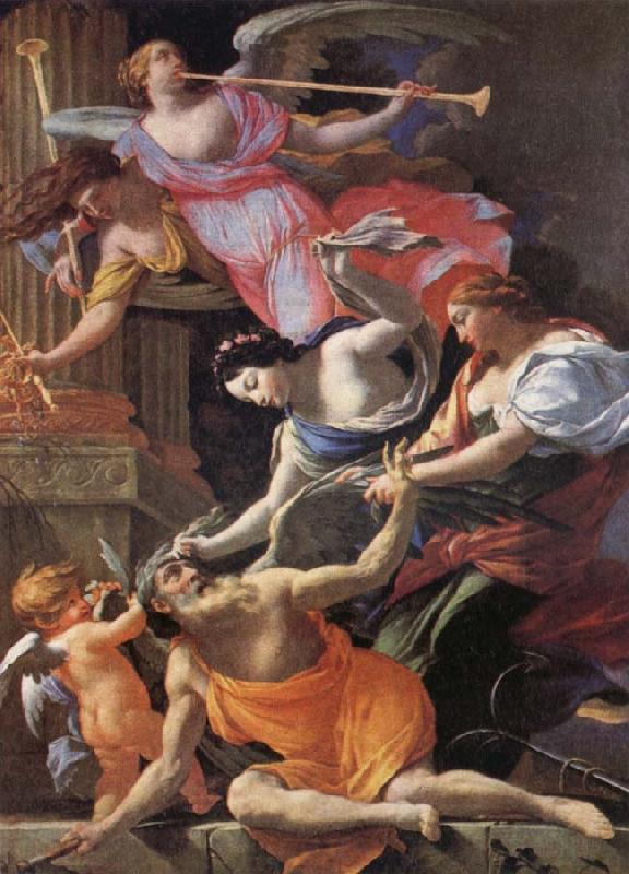 Simon  Vouet Saturn,conquered byu Amor,Venus and Hope